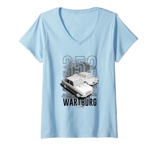 Damen Wartburg 353 T-Shirt mit V-Ausschnitt Damen Wartburg 353 T-Shirt mit V-Ausschnitt von Im Osten geht die Sonne auf
