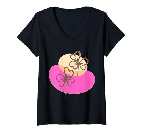 Damen Einfache Blumen | rosa Blumen Frau Rosen Design T-Shirt mit V-Ausschnitt Damen Einfache Blumen | rosa Blumen Frau Rosen Design T-Shirt mit V-Ausschnitt von Imagenaction - Tees with good mood