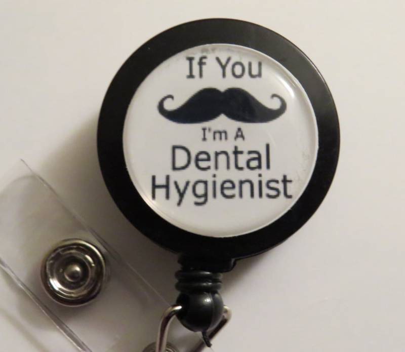 Schnurrbart Dental Hygienist Retractable Name Badge Holder Reel Schnurrbart Dental Hygienist Retractable Name Badge Holder Reel von ImagesNmore