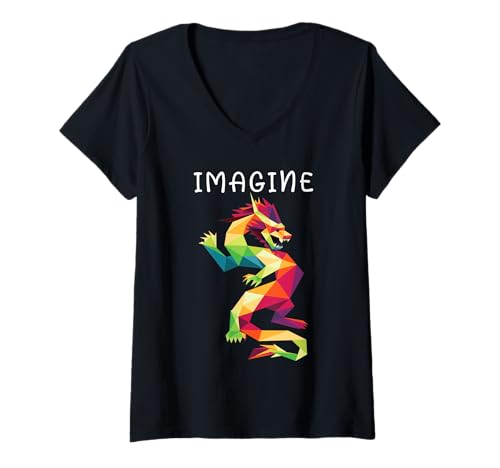 Damen Stellen Sie sich den Fantasy Dragon Tattoo Style vor T-Shirt mit V-Ausschnitt Damen Stellen Sie sich den Fantasy Dragon Tattoo Style vor T-Shirt mit V-Ausschnitt von Imagine Fantasy Dragon Tattoo Apparel