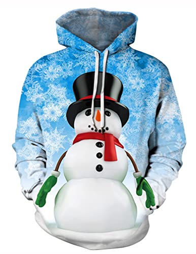Imbry Herren Weihnachtspullover Unisex Lustig Weihnachtsmann Hässlicher Weihnachtspullover Langarm Kapuzenpullover (L,S-03) von Imbry