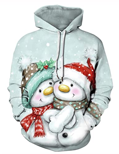 Imbry Herren Weihnachtspullover Unisex Lustig Weihnachtsmann Hässlicher Weihnachtspullover Langarm Kapuzenpullover (L,S-05) von Imbry