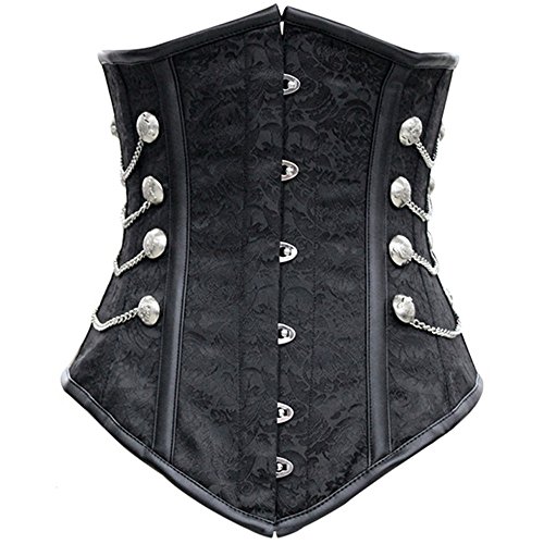 Imbry Schwarz Vintage Corsagetop Damen Corset Korsett mit Kette Gothic Steampunk (M, Schwarz) von Imbry