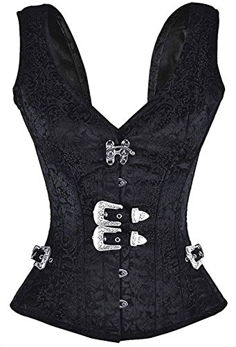 Imbry Vintage Corsagetop Damen Korsett mit Nieten Gothic Steampunk Schwarz (S, Schwarz) von Imbry