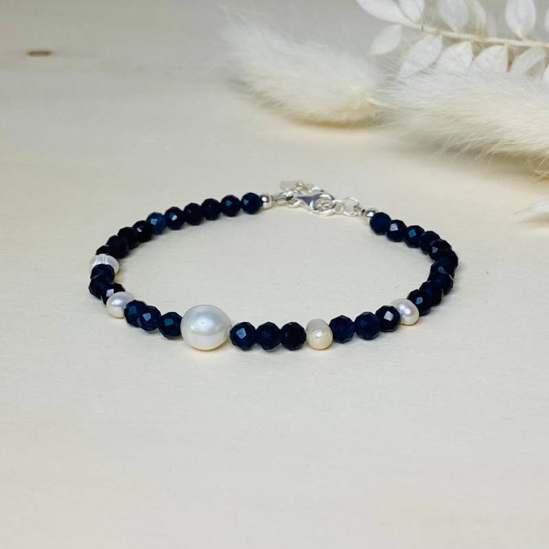Blauer Saphir Armband Mit Süwasserperlen von ImeliaJewelry