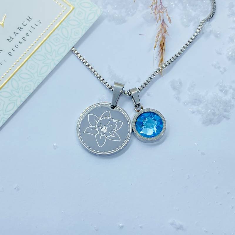 Collier Geburtsblume Osterglöckchen Mit Swarovski Geburtsstein März von ImeliaJewelry
