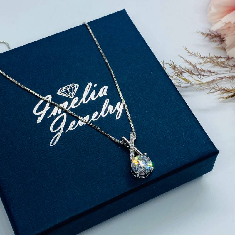 Collier Mit 8mm Zirkonia - 925 Silber von ImeliaJewelry