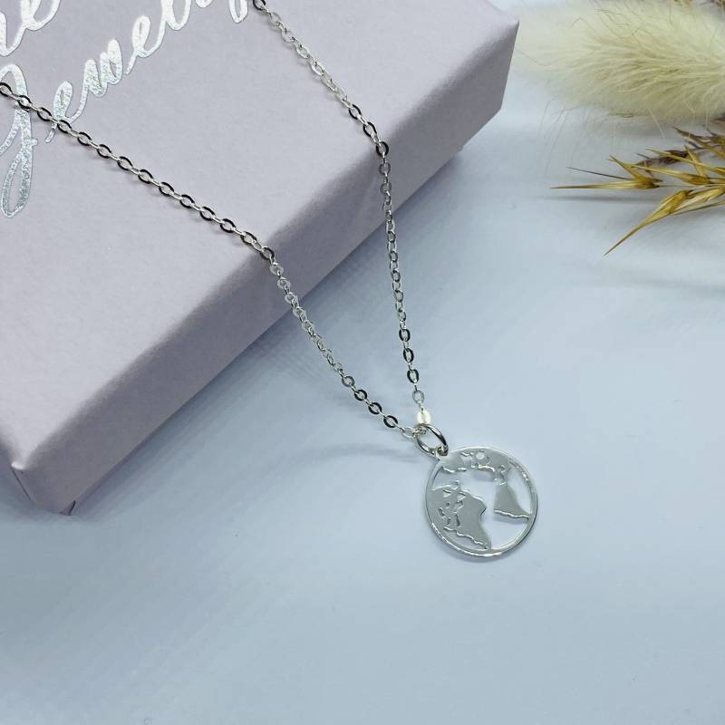 Collier Weltkarte - Silber 925 von ImeliaJewelry