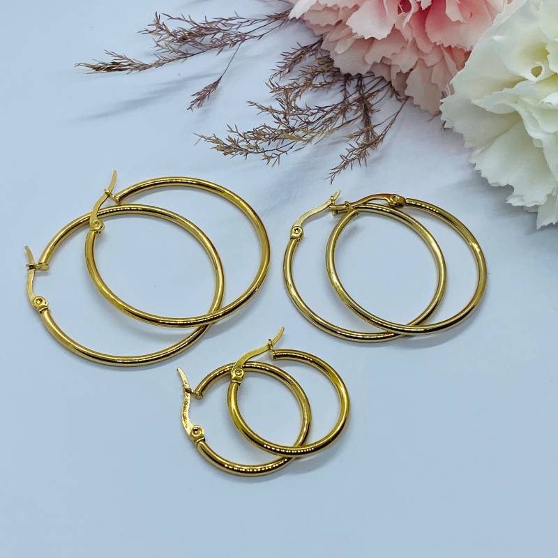 Edelstahl Creolen Ohrringe Verschiedene Durchmesser Auswählbar von ImeliaJewelry