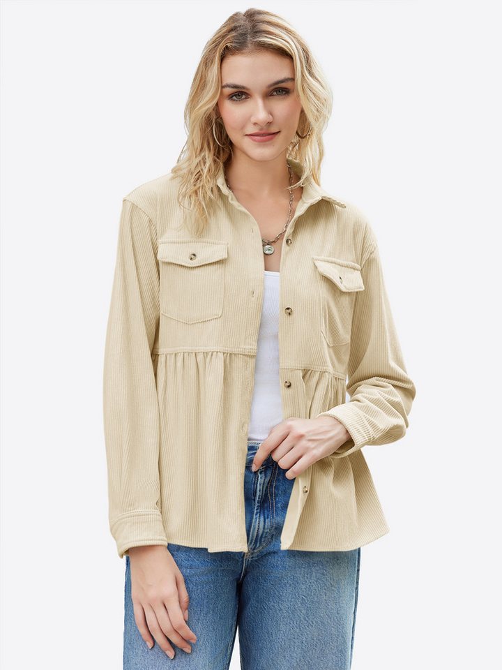 Imily Bela Blusenjacke Damen Cord Button Shirt (Packung, 1-St., 1per-Pack) in Unifarbe von Imily Bela