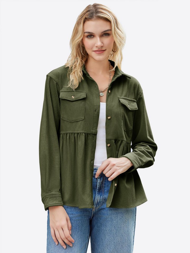 Imily Bela Blusenjacke Damen Cord Button Shirt (Packung, 1-St., 1per-pack) in Unifarbe von Imily Bela