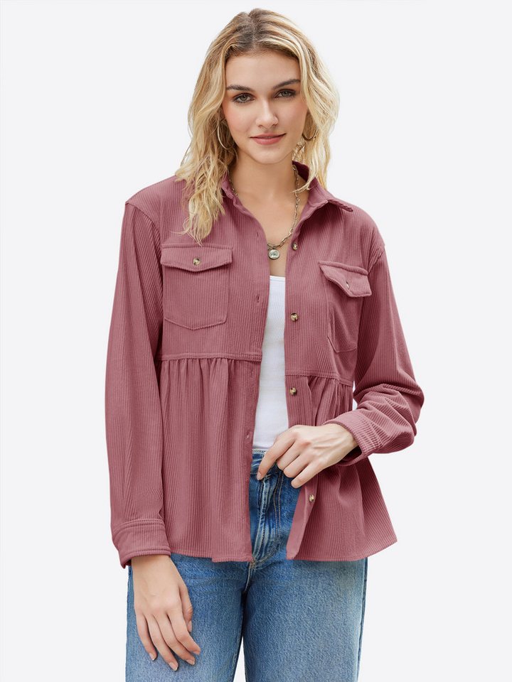 Imily Bela Blusenjacke Damen Cord Button Shirt (Packung, 1-St., 1per-Pack) in Unifarbe von Imily Bela