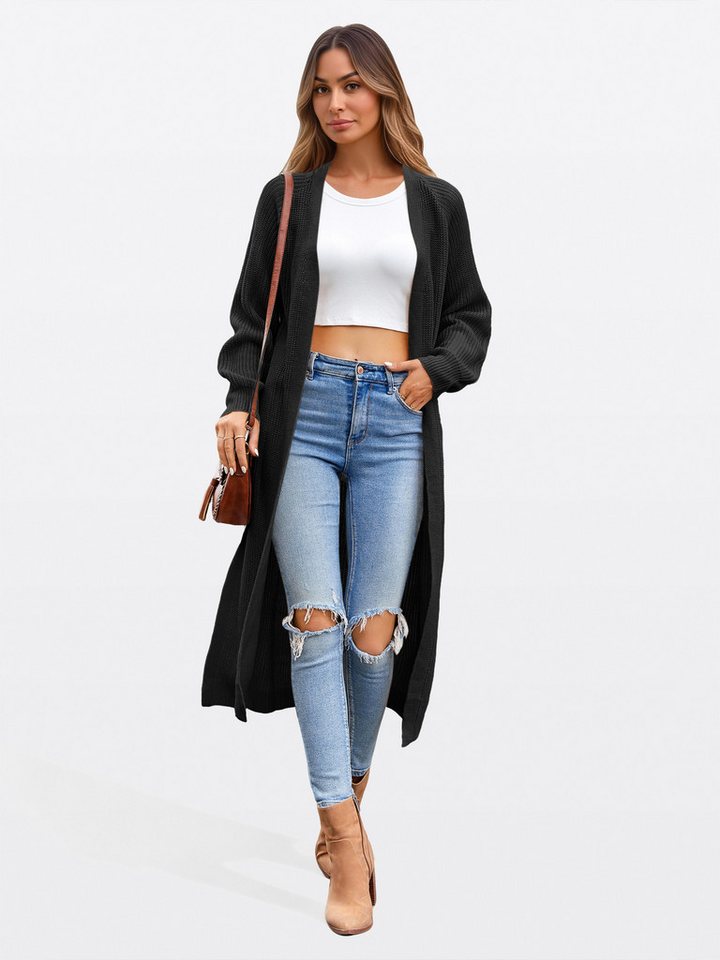 Imily Bela Cardigan Damen Drapierter Strickmantel (Packung, 1-tlg., 1per-Pack) Volltonfarbe von Imily Bela