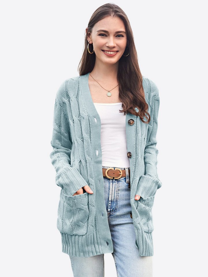 Imily Bela Cardigan Damen Langarm Button-Down Zopfmusterjacke (Packung, 1-tlg., 1per-Pack) casual von Imily Bela