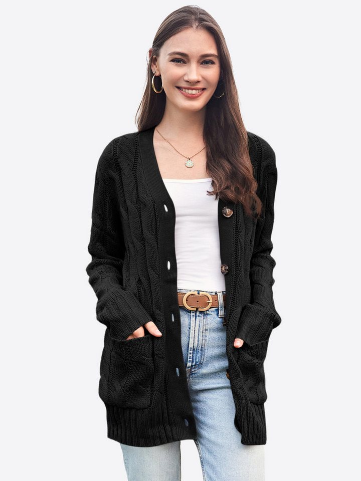 Imily Bela Cardigan Damen Langarm Button-Down Zopfmusterjacke (Packung, 1-tlg., 1per-Pack) casual von Imily Bela