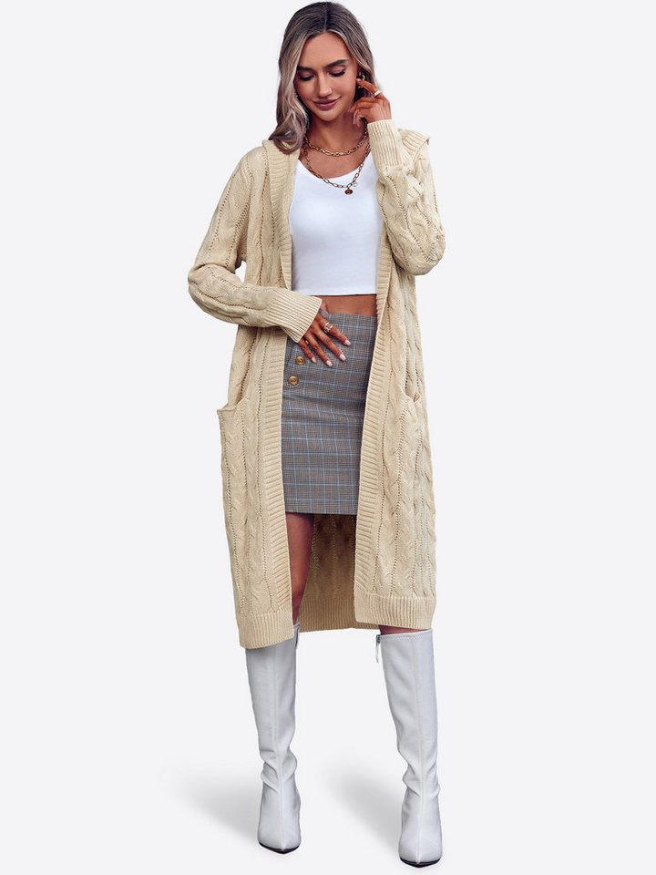 Imily Bela Cardigan Damen Langarm Strickjacke mit Kapuze (Packung, 1-tlg., 1per-Pack) Zopfmuster von Imily Bela