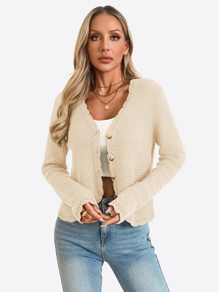 Imily Bela Cardigan Damen Langarm Strickjacke mit V-Ausschnitt (Packung, 1-tlg., 1per-Pack) in Unifarbe von Imily Bela