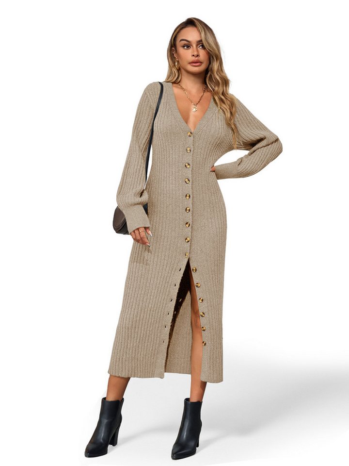 Imily Bela Cardigan Damen Lange Strickjacke mit V-Ausschnitt (Packung, 1-tlg., 1per-Pack) Rippbündchen von Imily Bela