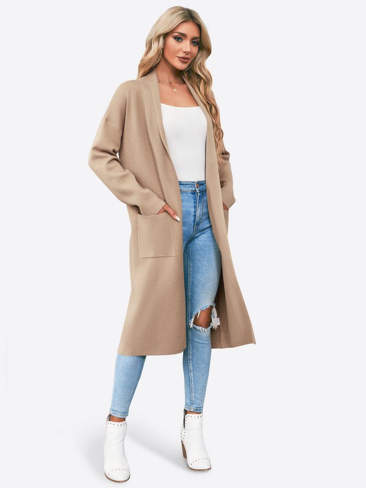 Imily Bela Cardigan Damen Oversize-Langcardigan mit Revers (Packung, 1-tlg., 1per-Pack) Revers,Mit Tasche von Imily Bela