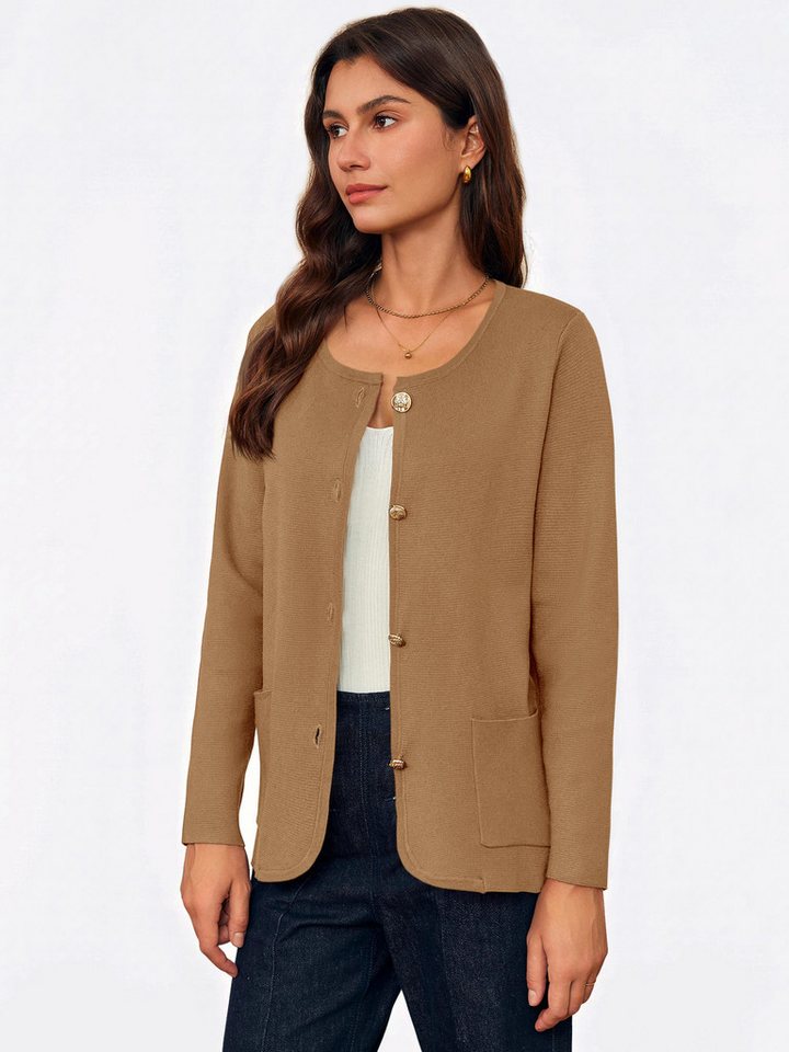 Imily Bela Cardigan Damen Strickjacke mit Rundhalsausschnitt (Packung, 1-tlg., 1per-Pack) Freizeit von Imily Bela