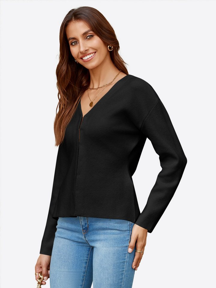 Imily Bela Cardigan Damen-Strickjacke mit V-Ausschnitt und Hakenverschluss (Packung, 1-tlg., 1per-Pack) casual von Imily Bela