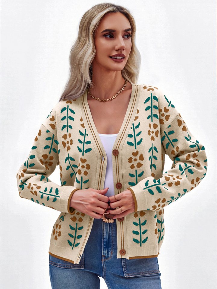 Imily Bela Cardigan Langarm Damen-Strickpullover mit Blumendruck (Packung, 1-tlg., 1per-Pack) casual von Imily Bela