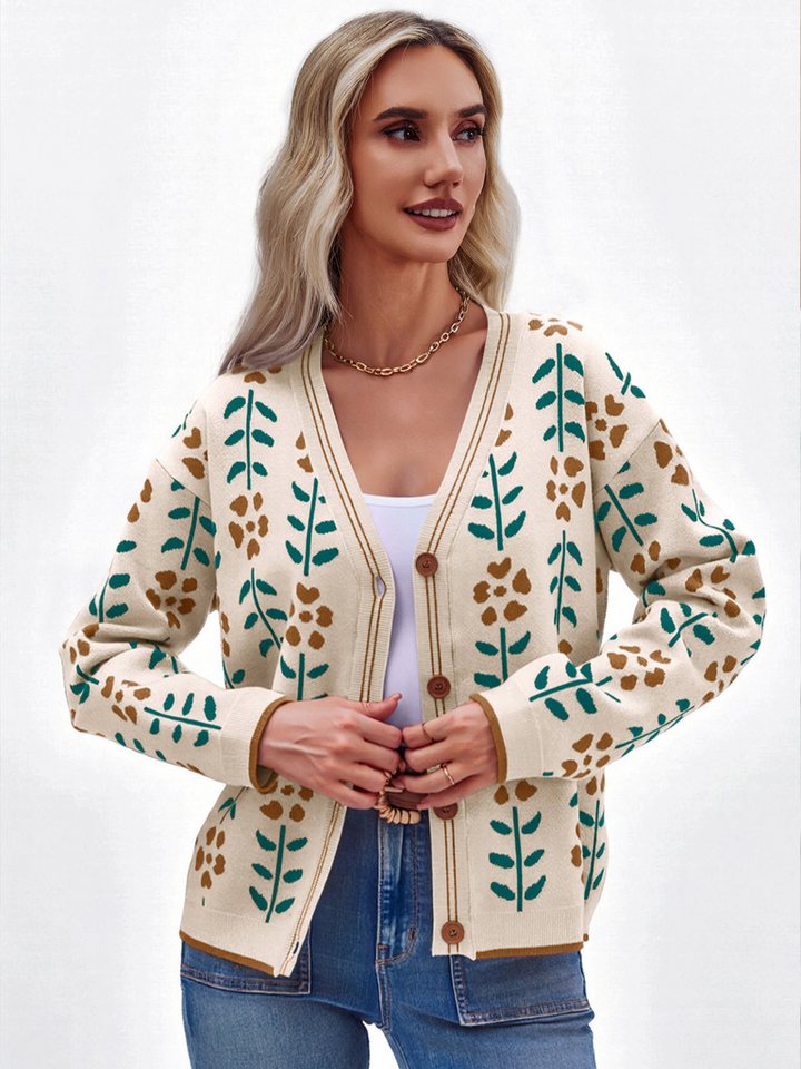 Imily Bela Cardigan Langarm Damen-Strickpullover mit Blumendruck (Packung, 1-tlg., 1per-Pack) casual von Imily Bela