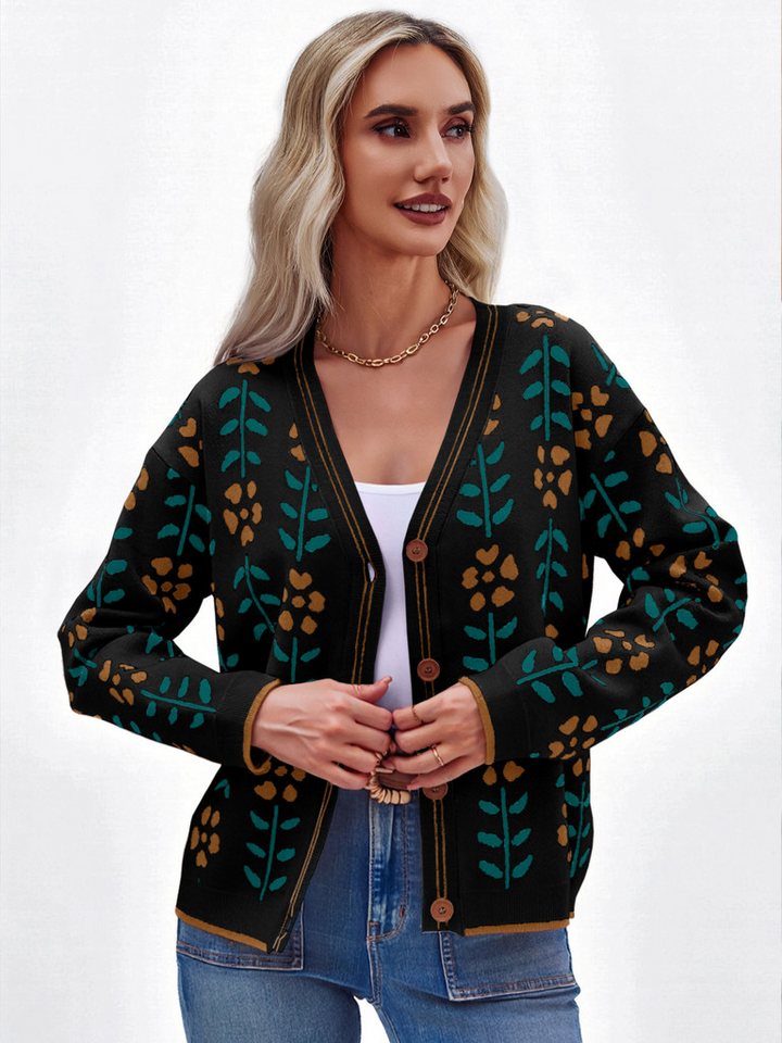 Imily Bela Cardigan Langarm Damen-Strickpullover mit Blumendruck (Packung, 1-tlg., 1per-Pack) casual von Imily Bela