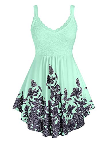 Imily Bela Damen Kleid Ärmellose Trägerkleider Rundhalsausschnitt Spitzenkleider Sommerkleider Alltagskleider Grün M von Imily Bela