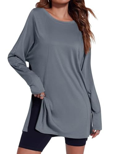 Imily Bela Damen Langarm Tunika Tops überdimensioniert lässig lose Fit Shirts mit Leggings zu tragen von Imily Bela