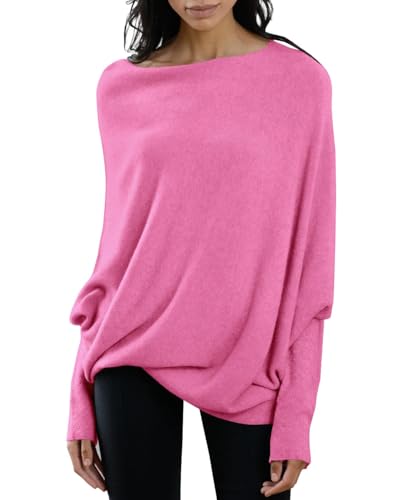 Imily Bela Damen Pullover Rundhalsausschnitt Langarm Strickpullover Ausschnitt Lose Bluse Pulli Sweatshirt Oberteil Tops Shirts von Imily Bela