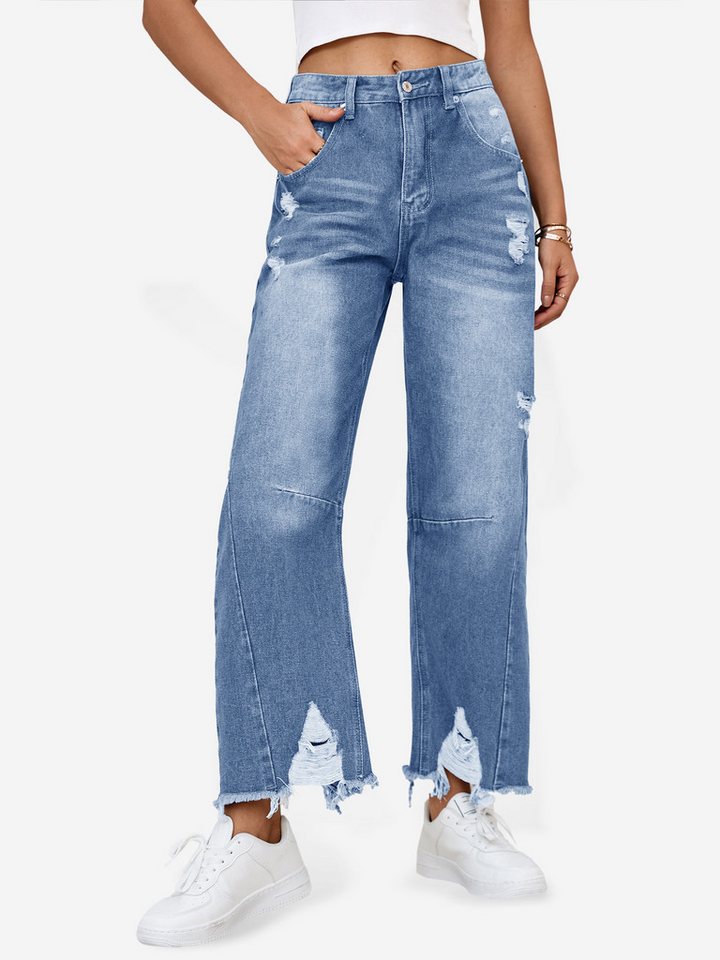 Imily Bela Destroyed-Jeans Damen Loose Barrel Jeans (Packung, 1-tlg., 1per-pack) 5-Pocket-Style von Imily Bela