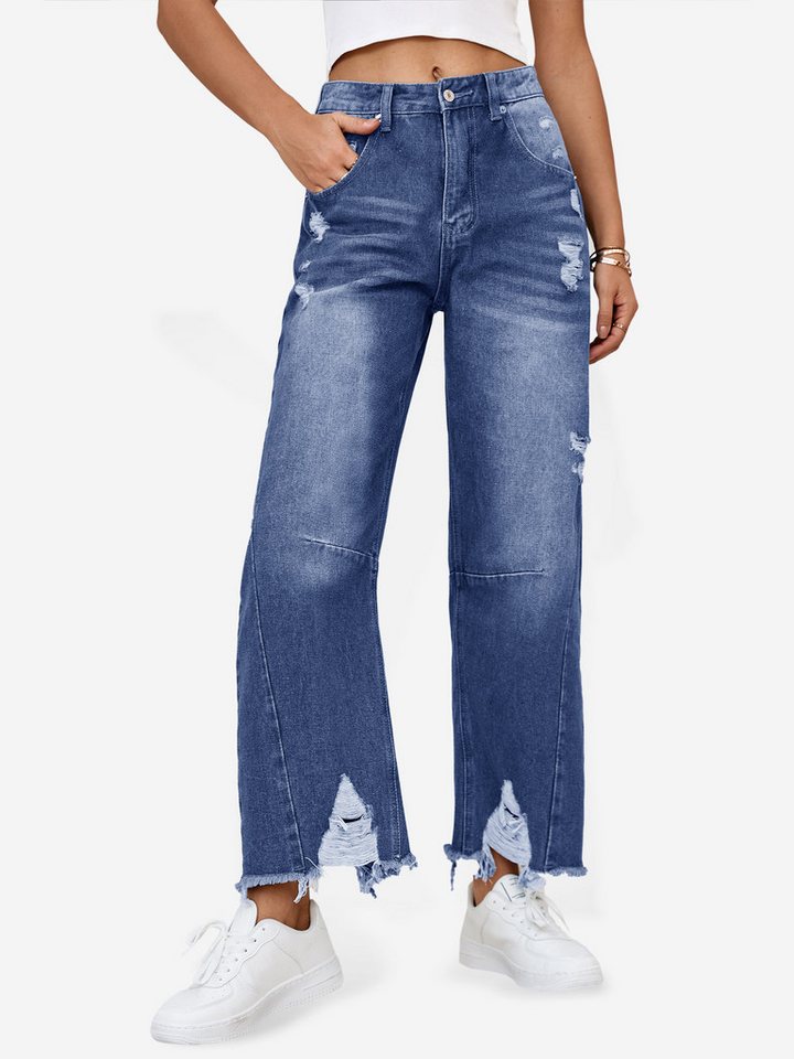 Imily Bela Destroyed-Jeans Damen Loose Barrel Jeans (Packung, 1-tlg., 1per-pack) 5-Pocket-Style von Imily Bela
