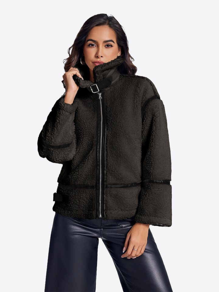 Imily Bela Fellimitatjacke Damen-Flauschmantel mit Reißverschluss (Packung, 1-St., 1per-Pack) reverskragen von Imily Bela