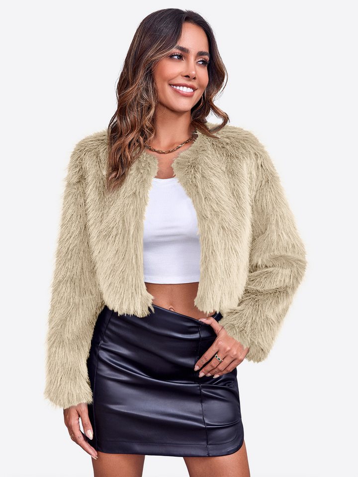 Imily Bela Fellimitatjacke Damen Kunstfell Strickjacke Kurzmantel (Packung, 1-St., 1per-Pack) Elegant von Imily Bela