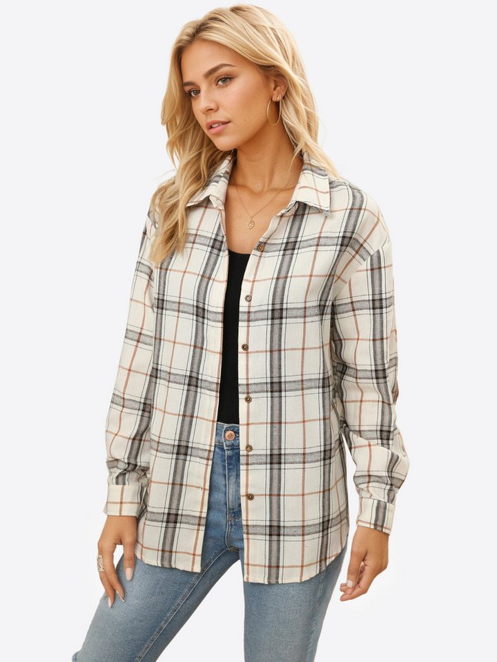 Imily Bela Flanellbluse Damen Langarmshirt Plaid (Packung, 1-tlg., 1per-Pack) mit Baumwolle von Imily Bela