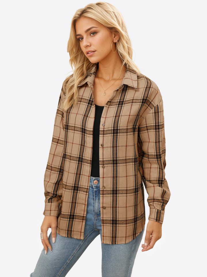 Imily Bela Flanellbluse Damen Langarmshirt Plaid (Packung, 1-tlg., 1per-Pack) mit Baumwolle von Imily Bela