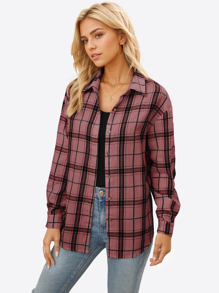 Imily Bela Flanellbluse Damen Langarmshirt Plaid (Packung, 1-tlg., 1per-Pack) mit Baumwolle von Imily Bela