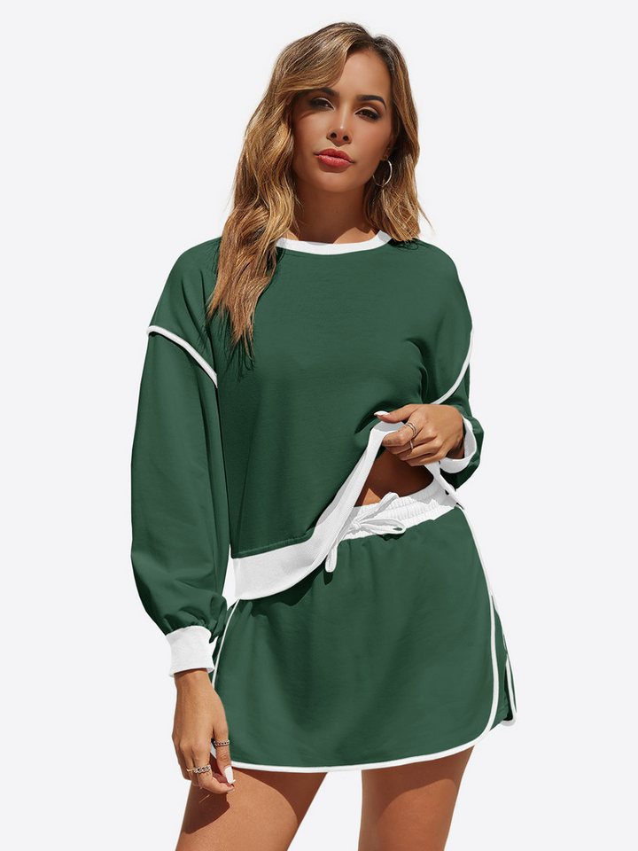 Imily Bela Hausanzug Damen 2-teiliges Set Trainingsanzug (Set, 1 tlg., Sweatshirt + Shorts mit Kordelzug) mit Rundhalsausschnitt von Imily Bela