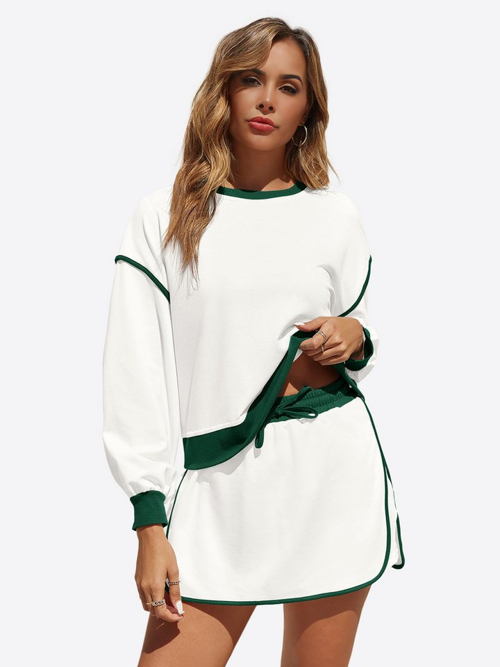 Imily Bela Hausanzug Damen 2-teiliges Set Trainingsanzug (Set, 1 tlg., Sweatshirt + Shorts mit Kordelzug) mit Rundhalsausschnitt von Imily Bela