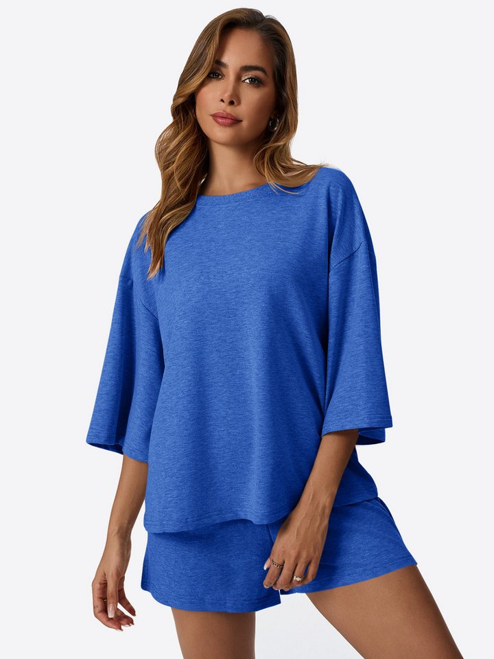 Imily Bela Hausanzug Damen Zweiteiliges Loungewear (Set, 2 tlg., Oversized-Top+Shorts) mit Baumwolle von Imily Bela