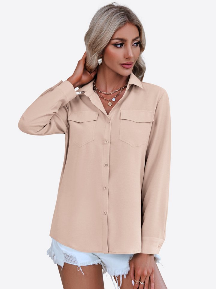 Imily Bela Hemdbluse Damen Lässige Basic-Bürobluse (Packung, 1-tlg., 1per-Pack) Volltonfarbe von Imily Bela