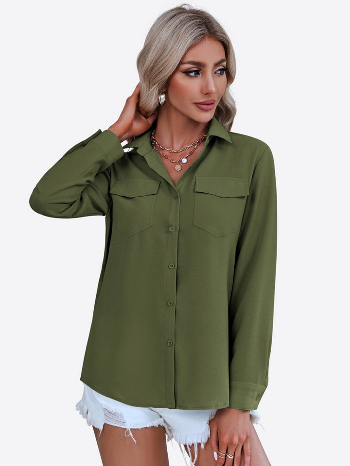 Imily Bela Hemdbluse Damen Lässige Basic-Bürobluse (Packung, 1-tlg., 1per-Pack) Volltonfarbe von Imily Bela