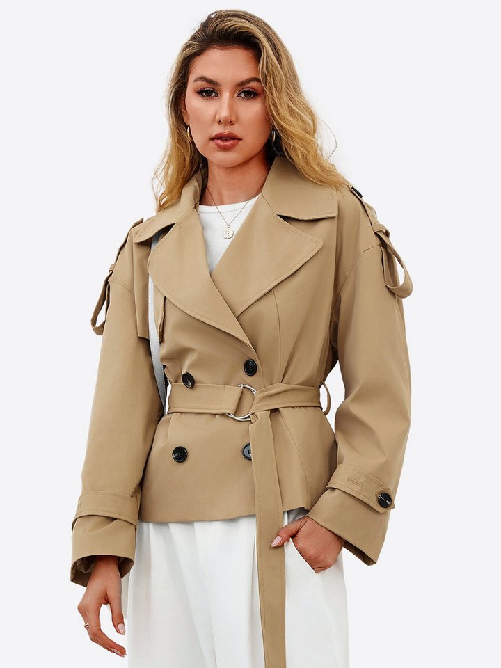 Imily Bela Kurzjacke Damen Lässiger Trenchcoat (Packung, 1-St., 1 Per-pack) mit Gürtel von Imily Bela