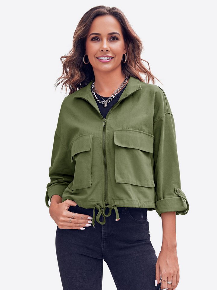 Imily Bela Kurzjacke Lässige Militärjacke mit Reißverschluss (Packung, 1-St., 1per-Pack) Baumwolle von Imily Bela