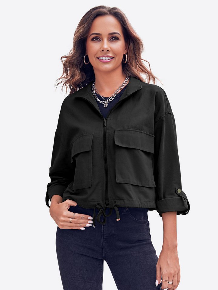 Imily Bela Kurzjacke Lässige Militärjacke mit Reißverschluss (Packung, 1-St., 1per-Pack) Baumwolle von Imily Bela