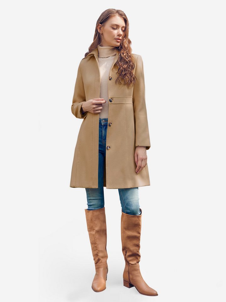 Imily Bela Langmantel Damen Einreihige Knöpfe Freizeitjacke (Packung, 1-tlg., 1per-Pack) Mit Revers von Imily Bela