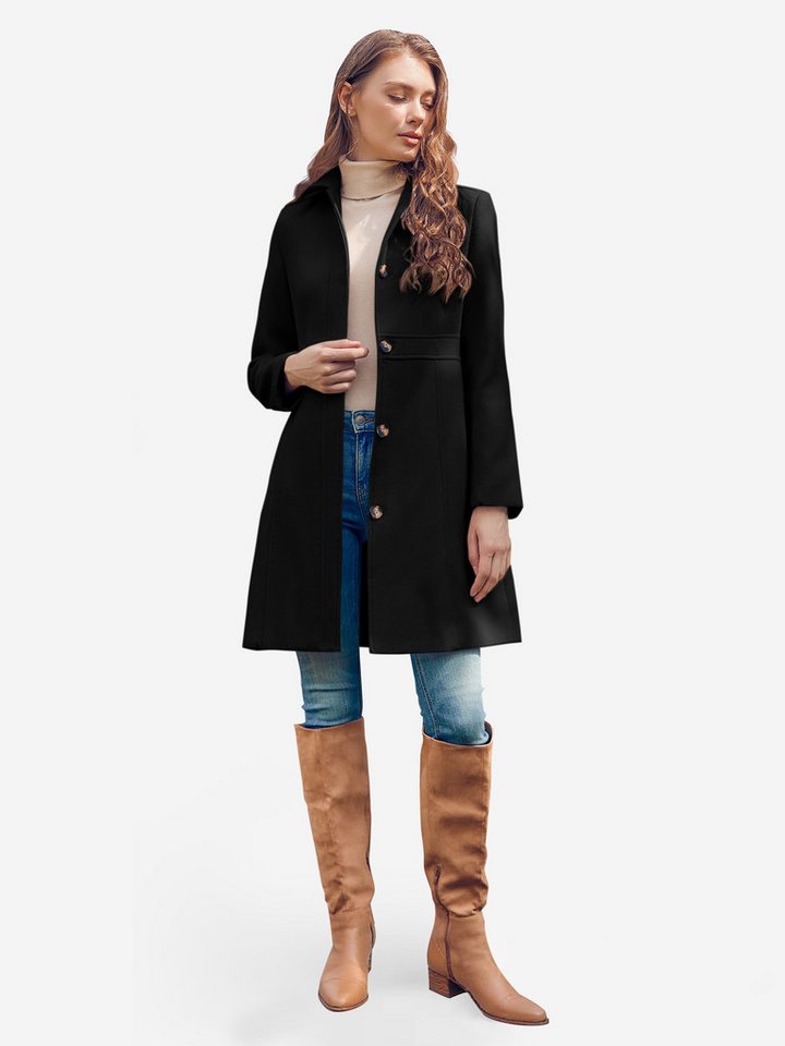 Imily Bela Langmantel Damen Einreihige Knöpfe Freizeitjacke (Packung, 1-tlg., 1per-Pack) Mit Revers von Imily Bela