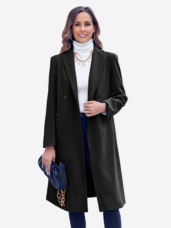 Imily Bela Langmantel Damen Zweireihiger Long Coat Mit Reverskragen (Packung, 1-tlg., 1per-Pack) Freizeit von Imily Bela