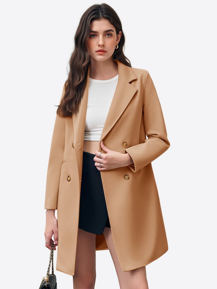 Imily Bela Langmantel Zweireihige Damen Trenchcoat mit Revers (Packung, 1-tlg., 1per-Pack) 2 Taschen von Imily Bela